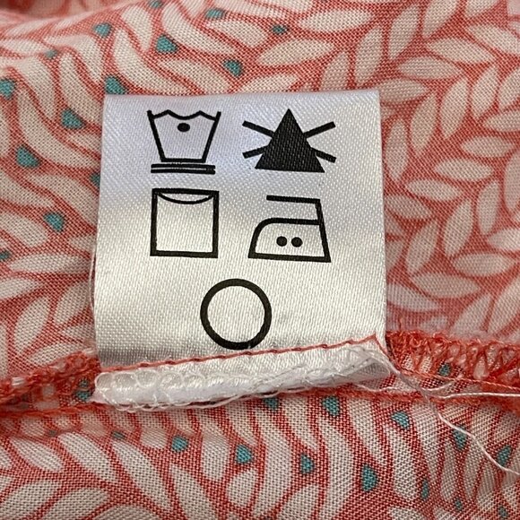 Escapada Womens Red White Leaf Print Split Neck Band Collar Top Blouse 3/4Sleeve - Picture 4 of 9